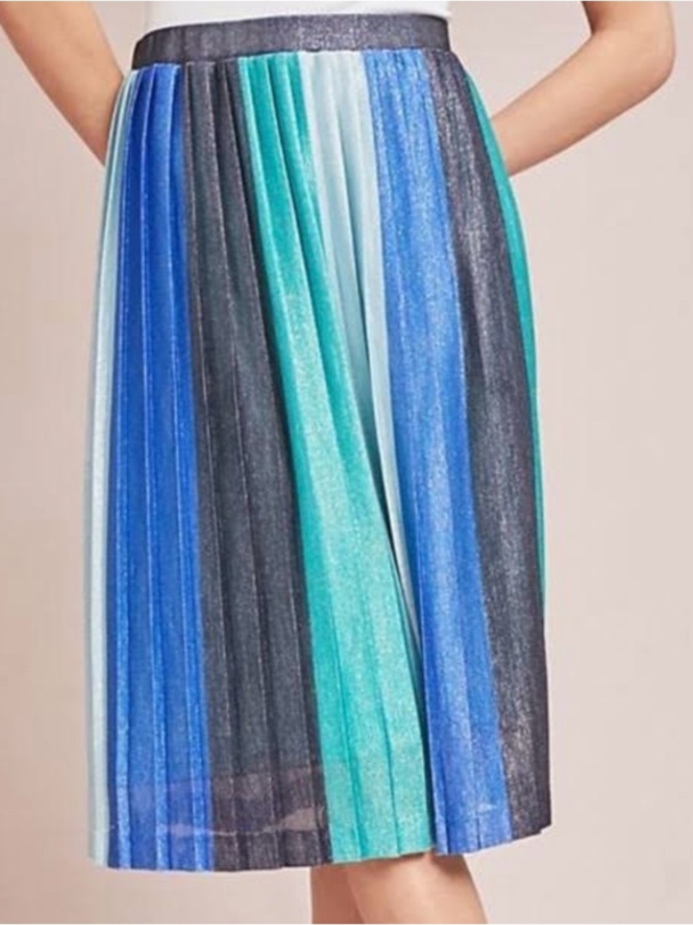 Anthropologie Maeve women’s sunburst Multicolor Pleated Midi Skirt size XS